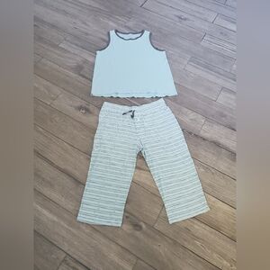 jijamas 100% Pima cotton pastel blue striped heart capri tank top pajama set XXL